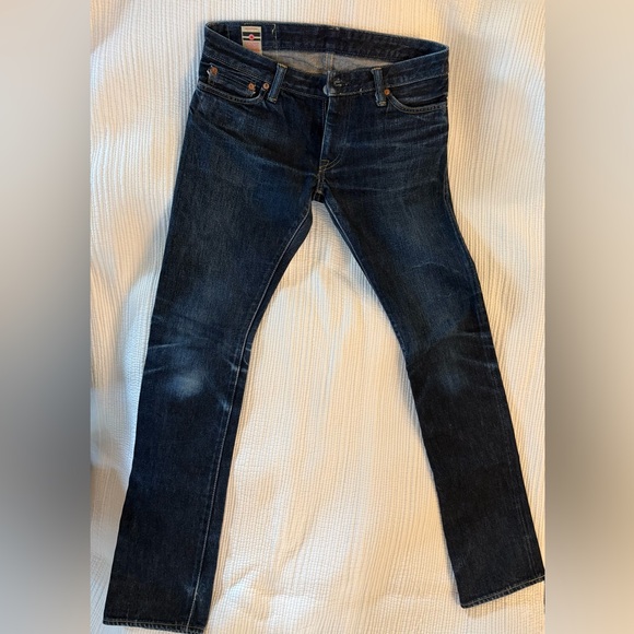 Momotaro dark wash White Warrior Stripe pocket sz 28 - Picture 2 of 16